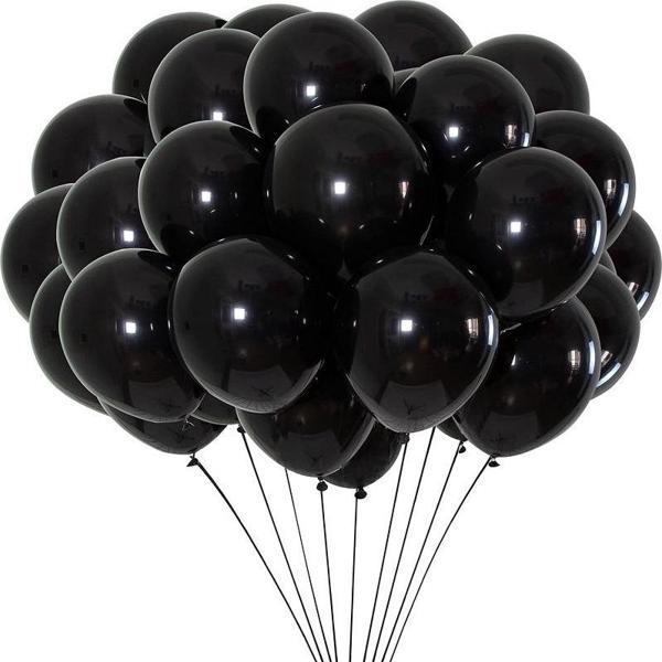 25 PCS SHINY METALLIC BLACK BALLOON VIP KALİTE 25 ADET PARLAK METALİK SİYAH BALON HELYUM GAZI UYUMLU - Image 1
