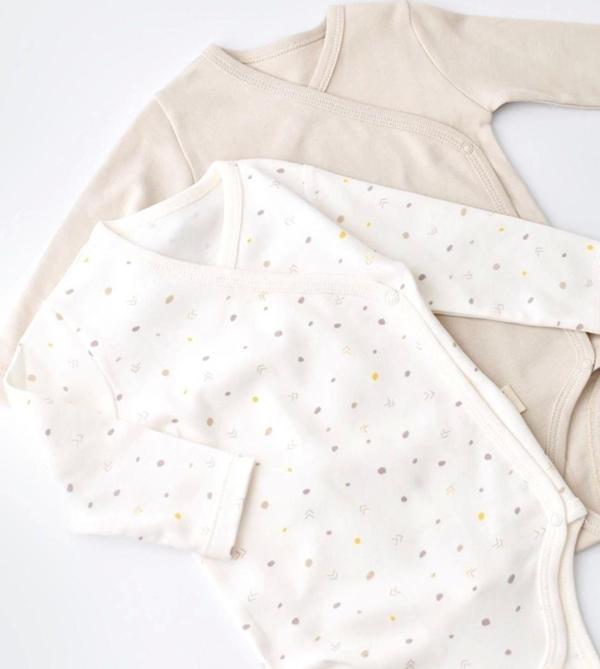 Baby Cosy Organik 2 Li Kruvaze Uzun Kollu Badi Ekru 3-6 Ay - Image 1