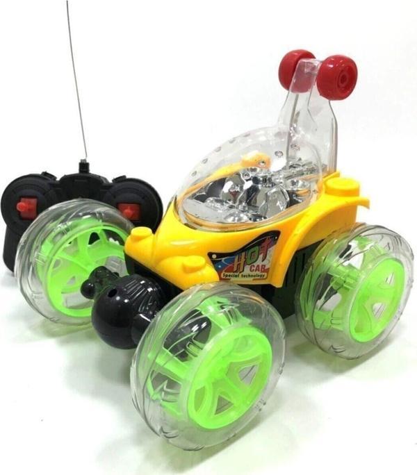 Can Ali Toys Işıklı Sarı Çılgın Akrobat Şarjlı Uzaktan Kumandalı Oyuncak Araba - Image 1