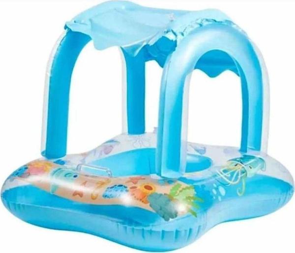 Dekantoys Mavi Gölgelikli Oturaklı Havuz Simidi Şişme Simit - Image 1