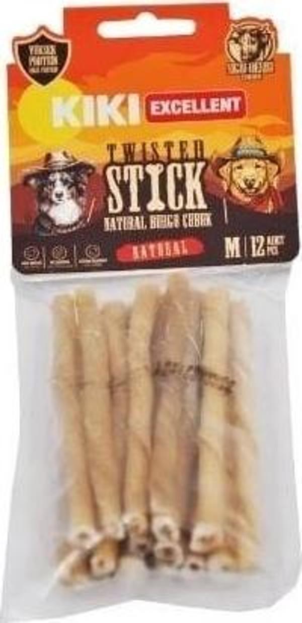Kiki Excellent Sığır Derisinden Naturel Burgu Çubuk Kemik Köpek Ödülü 12 Adet - Image 1