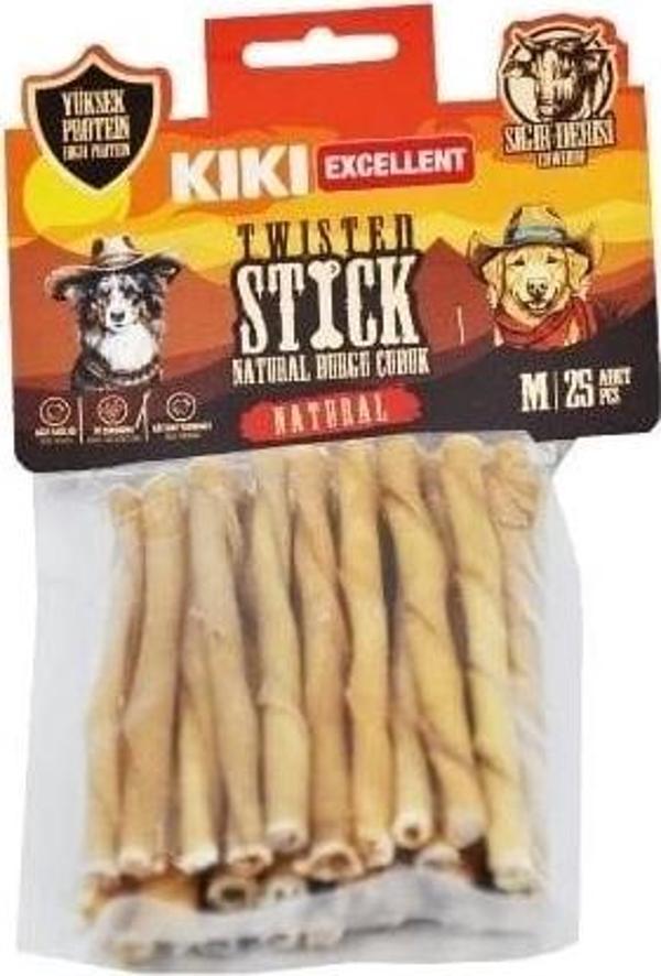 Kiki Excellent Sığır Derisinden Naturel Burgu Çubuk Kemik Köpek Ödülü 25 Adet - Image 1