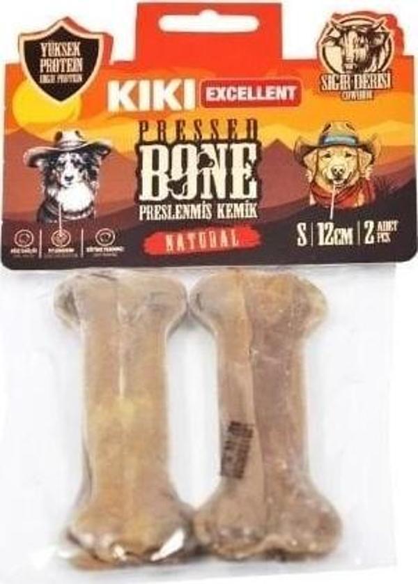 Kiki Excellent Sığır Derisinden Pres Kemik Köpek Ödülü 12 Cm 2 Adet Naturel - Image 1