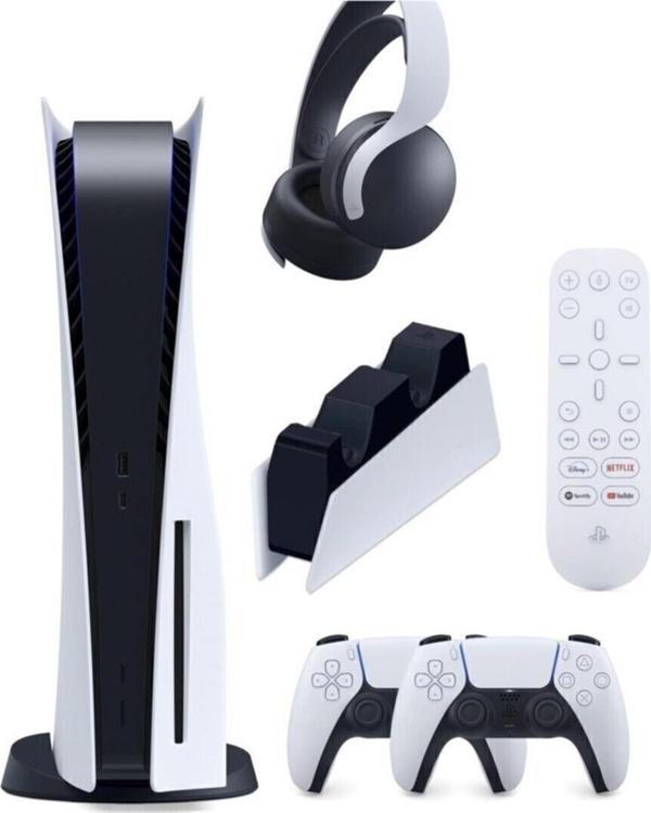Sony Playstation 5 (İthalatçı Garantili)+2.Dualsense+Kulaklık Pulse 3D + Şarj Istasyonu + Medya Kumandası - Image 1