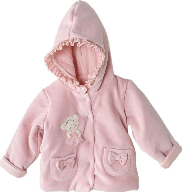 Andywawa Kız Bebek Kurdela Detaylı Pembe Kız Bebek Mont AC23156 - Image 1