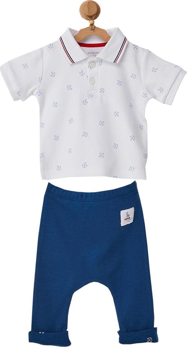 Andywawa Erkek Bebek Polo Yaka Gemi Çapası Motifli Alt Üst Takım AC22644 - Image 1