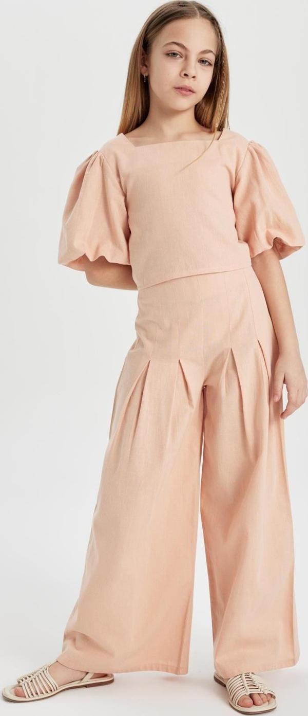 Defacto Kız Çocuk Wide Leg Geniş Bol Paça Pamuklu Pantolon C0448A824Sp Turuncu 7-8 Yaş - Image 1