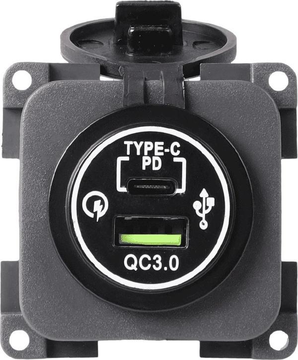 CBE MP2USBC/G 12V 3A Type-C + 3A USB-A Kapaklı Şarj Soketi - Image 1