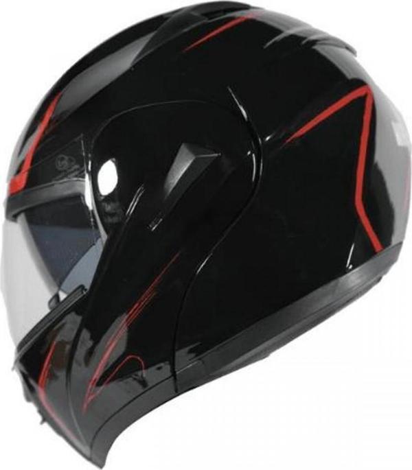 Monero Kask Çene Açılır Vizörlü Siyah Kırmızı Vrt Md-808 - Image 1