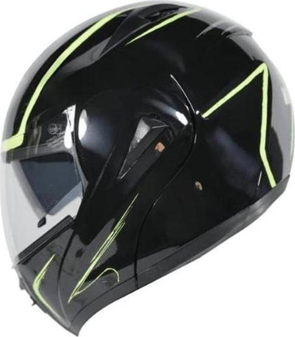 Monero Kask Çene Açılır Vizörlü Siyah Sarı Vrt Md-808 - Image 1