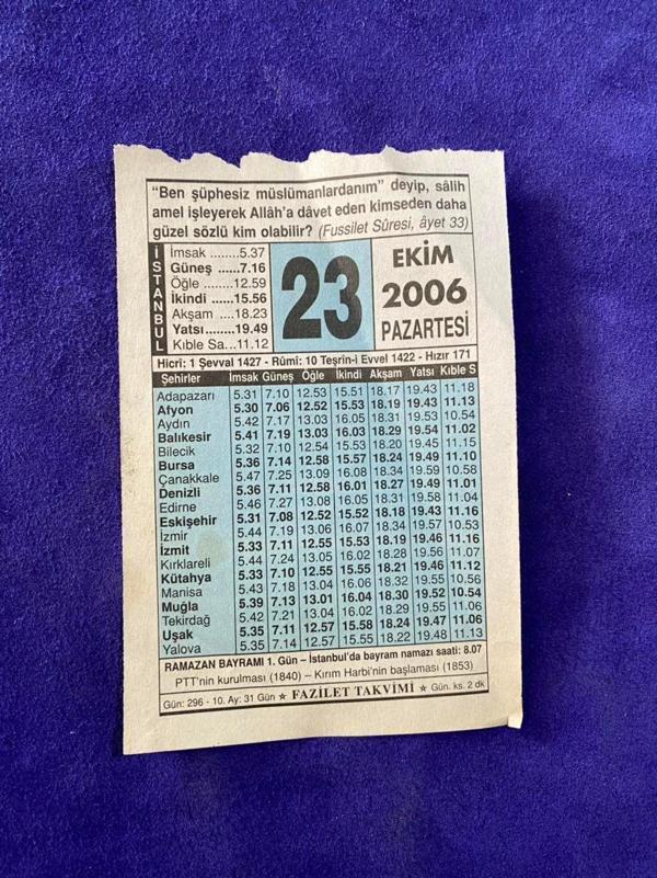 23 Ekim 2006 Takvim Yaprağı - Nostalji Koleksiyonluk Takvim Yaprağı - Image 1