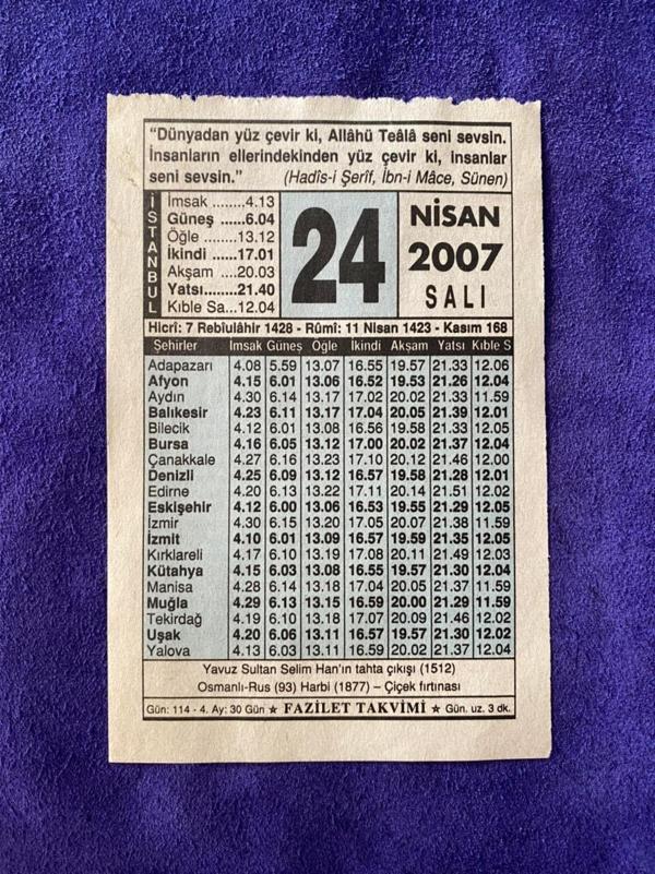 24 Nisan 2007 Takvim Yaprağı - Nostalji Koleksiyonluk Takvim Yaprağı - Image 1