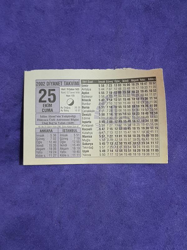 25 Ekim 2002 Takvim Yaprağı - Nostalji Koleksiyonluk Takvim Yaprağı A - Image 1
