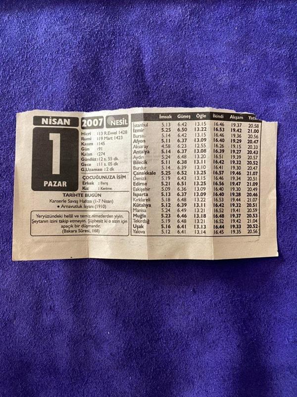 1 Nisan 2007 Takvim Yaprağı - Nostalji Koleksiyonluk Takvim Yaprağı B - Image 1