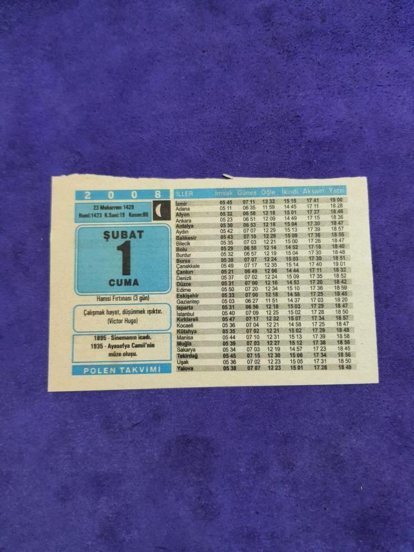 1 Şubat 2008 Takvim Yaprağı - Nostaljik Koleksiyonluk Takvim Yaprağı A - Image 1