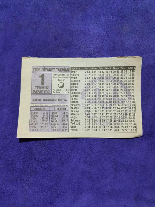 1 Temmuz 2002 Takvim Yaprağı - Nostalji Koleksiyonluk Takvim Yaprağı A - Image 1