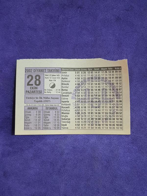 28 Ekim 2002 Takvim Yaprağı - Nostalji Koleksiyonluk Takvim Yaprağı A - Image 1