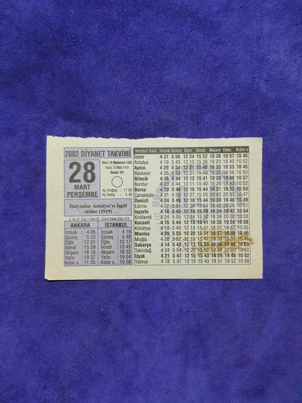 28 Mart 2002 Takvim Yaprağı - Nostalji Koleksiyonluk Takvim Yaprağı  - Image 1