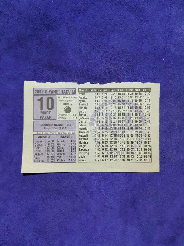 10 Mart 2002 Takvim Yaprağı - Nostalji Koleksiyonluk Takvim Yaprağı  - Image 1