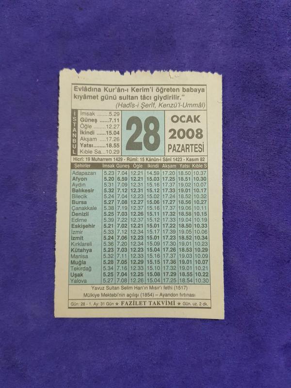 28 Ocak 2008 Takvim Yaprağı - Nostaljik Koleksiyonluk Takvim Yaprağı - Image 1