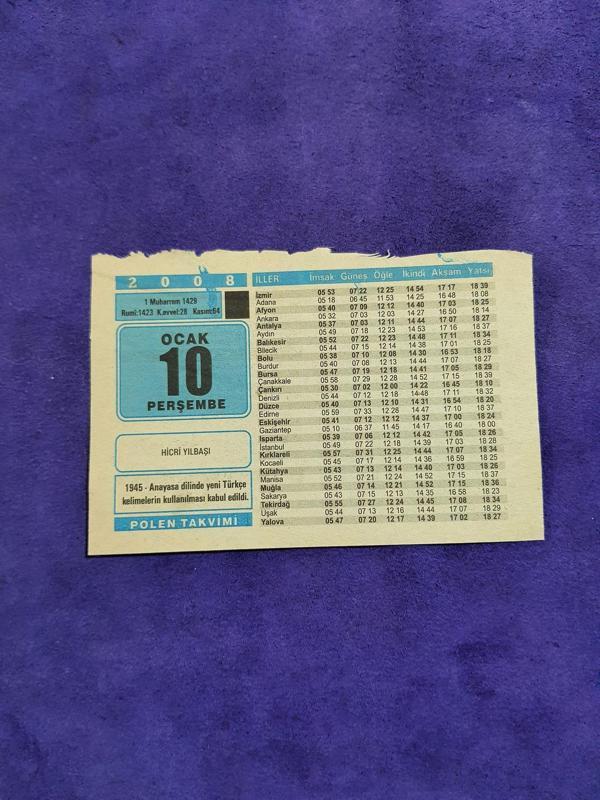 10 Ocak 2008 Takvim Yaprağı - Nostaljik Koleksiyonluk Takvim Yaprağı A - Image 1