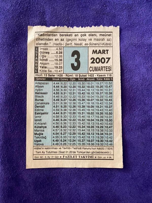 3 Mart 2007 Takvim Yaprağı - Nostalji Koleksiyonluk Takvim Yaprağı - Image 1