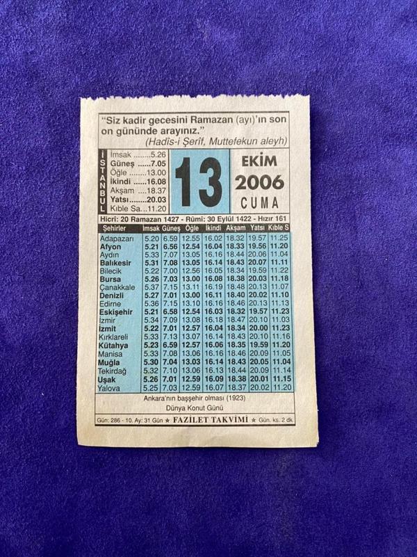 13 Ekim 2006 Takvim Yaprağı - Nostalji Koleksiyonluk Takvim Yaprağı - Image 1