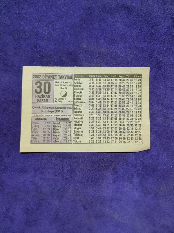 30 Haziran 2002 Takvim Yaprağı - Nostalji Koleksiyonluk Takvim Yaprağı A - Image 1
