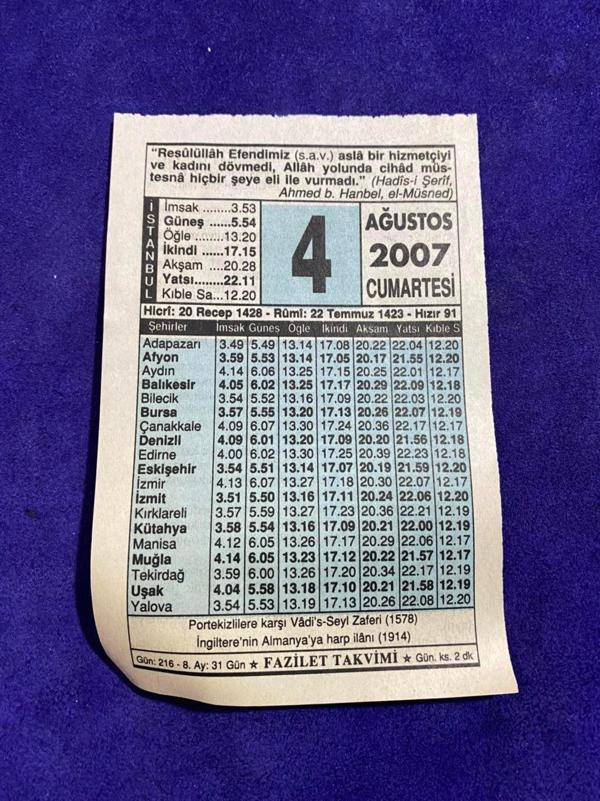 4 Ağustos 2007 Takvim Yaprağı - Nostalji Koleksiyonluk Takvim Yaprağı - Image 1