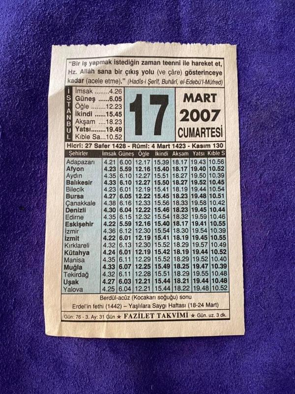 17 Mart 2007 Takvim Yaprağı - Nostalji Koleksiyonluk Takvim Yaprağı - Image 1