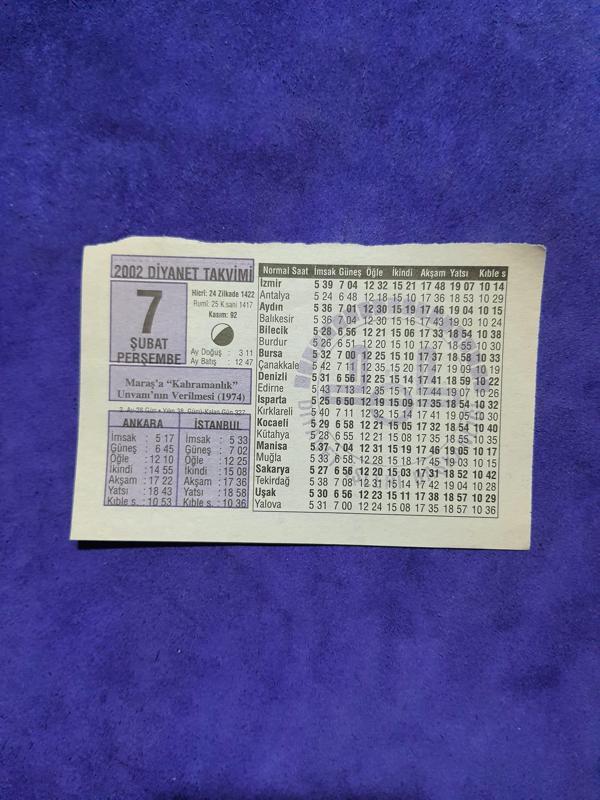 7 Şubat 2002 Takvim Yaprağı - Nostaljik Koleksiyonluk Takvim Yaprağı - Image 1