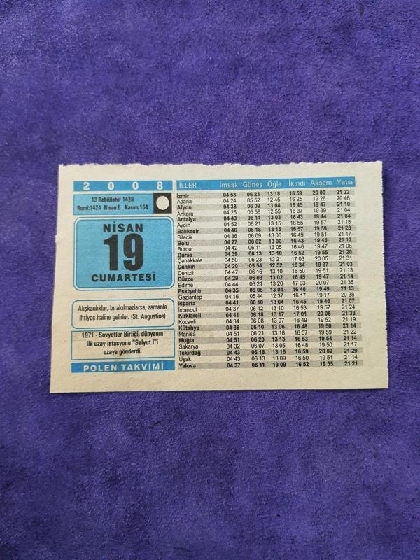 19 Nisan 2008 Takvim Yaprağı - Nostaljik Koleksiyonluk Takvim Yaprağı - Image 1