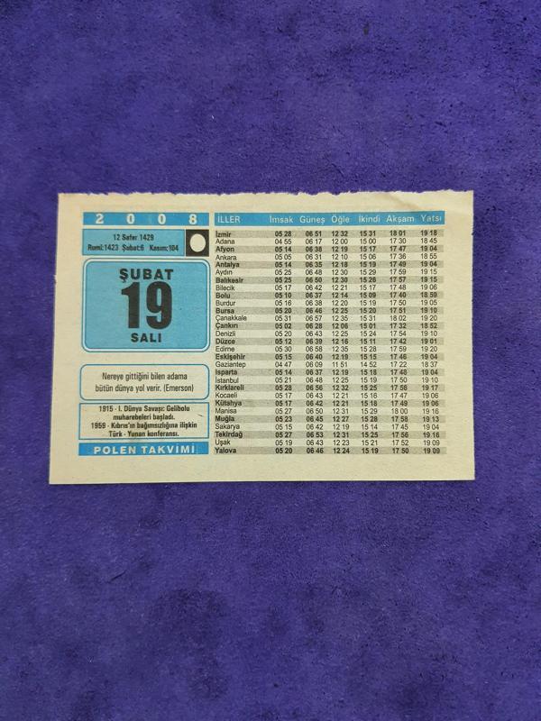 19 Şubat 2008 Takvim Yaprağı - Nostaljik Koleksiyonluk Takvim Yaprağı - Image 1
