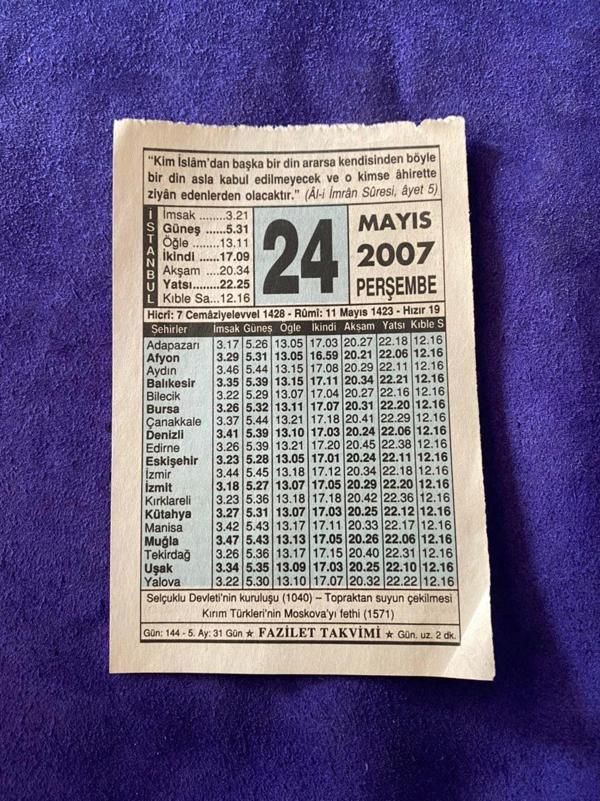 20 Mayıs 2007 Takvim Yaprağı - Nostalji Koleksiyonluk Takvim Yaprağı - Image 1