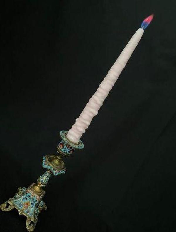 Çift Renkli Alevli Kar Masalı Şamdan Mumu 20 cm (Pembe) - Image 1