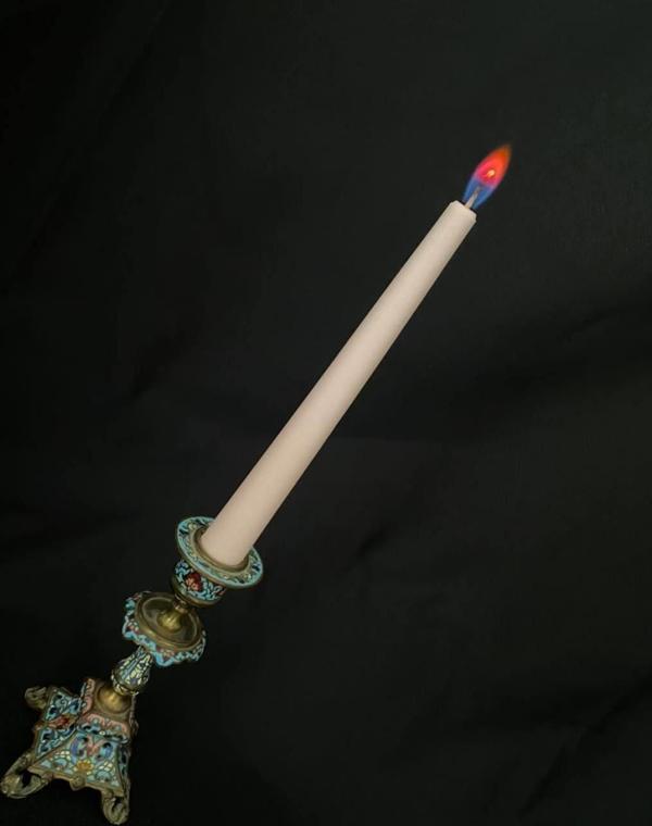 Çift Renkli Alevli Şamdan Mumu 20 cm (Pembe) - Image 1