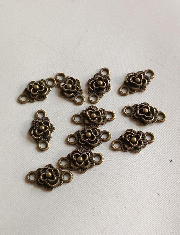 Gül Metal Çinko Alaşım Kolye Ucu 18x3mm 10 Adet - Image 1