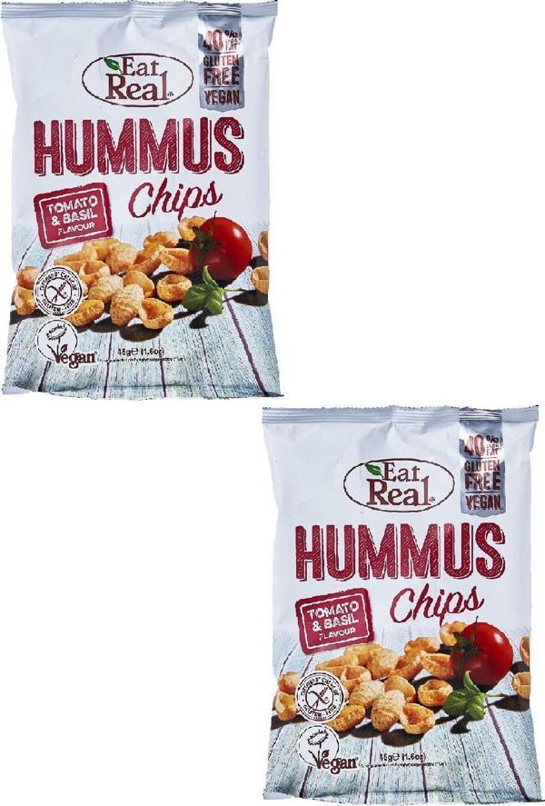 EAT REAL DOMATES VE FESLEĞEN ÇEŞNİLİ NOHUT CİPSİ 45  gr X 2 ADET - Image 1