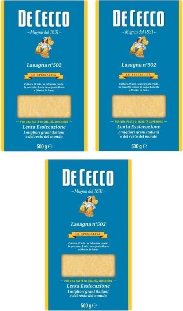De Cecco Lasagne 500 Gr - De Cecco Lazanya X 3 Adet  - Image 1