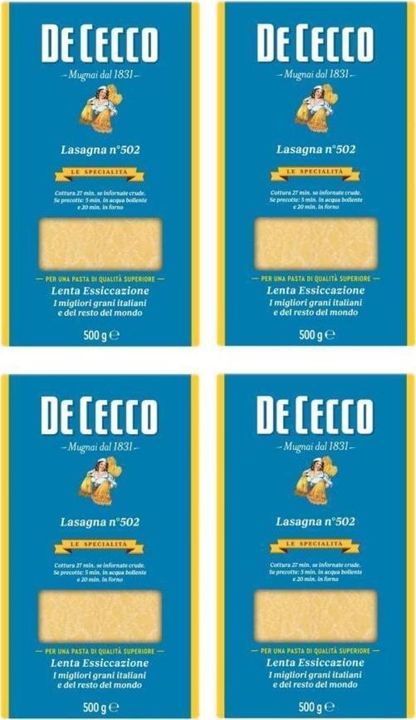 De Cecco Lasagne 500 Gr - De Cecco Lazanya X 4 Adet  - Image 1