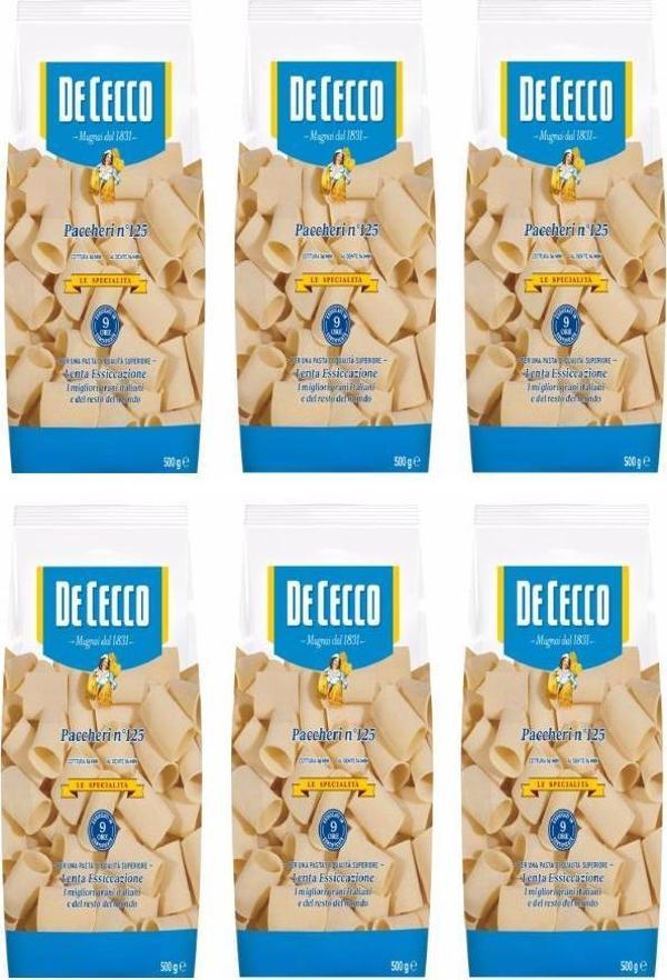De Cecco Paccheri Makarna 500 G x 6 Adet - Image 1