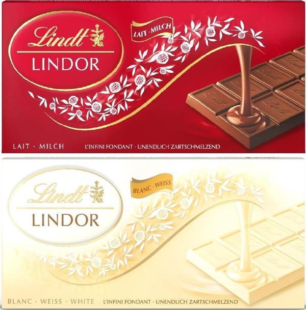 Lındt Lındor Mılk Sütlü Tablet Çikolata 100 G + Lındt Lındor Whıte - Beyaz Tab. Çikolata 100 G - Image 1