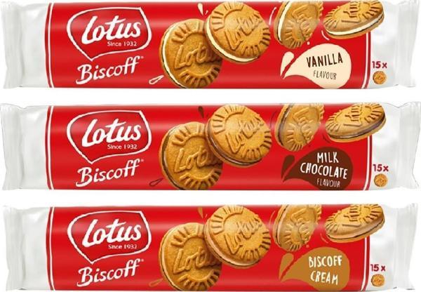 LOTUS BISCOFF SANDWICH BISCOFF VANİLYALI +  CREAM SÜRÜLEBİLİR KREMALI + ÇİKOLATA KREMALI BİSKÜVİ 150GR - Image 1