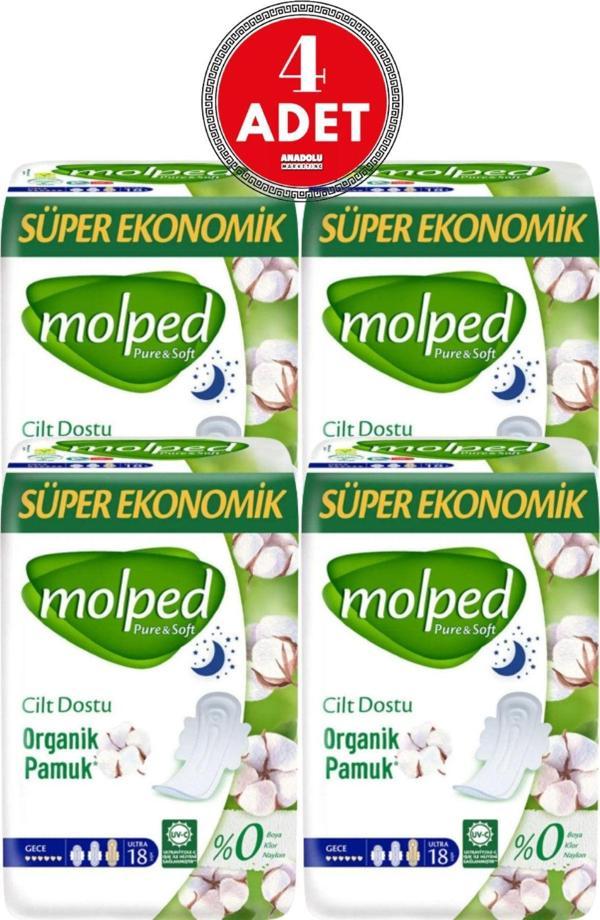 Molped Pure Soft Hijyenik Ped Gece Süper Ekonomik 18'Li 4 Adet - Image 1