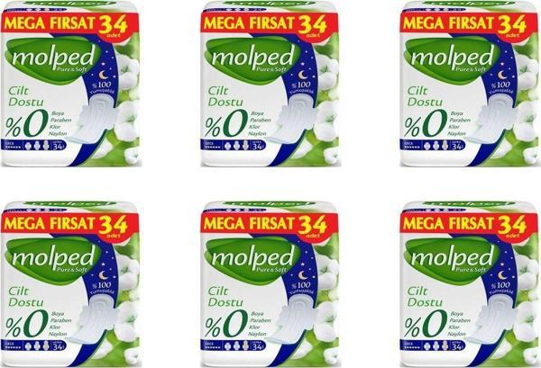 Molped Pure&Soft Hijyenik Ped Gece Süper Mega Paket 204 Adet - Image 1