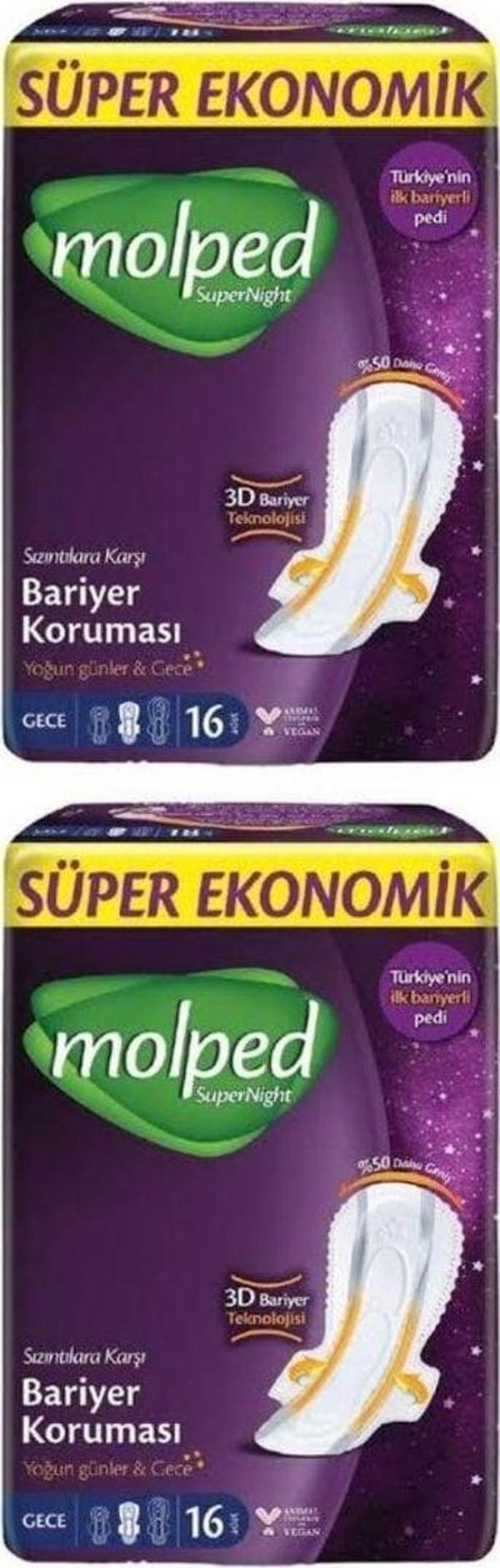 Molped Supernıght Gece Hijyenik Ped 16'Lı 2Li Paket - Image 1