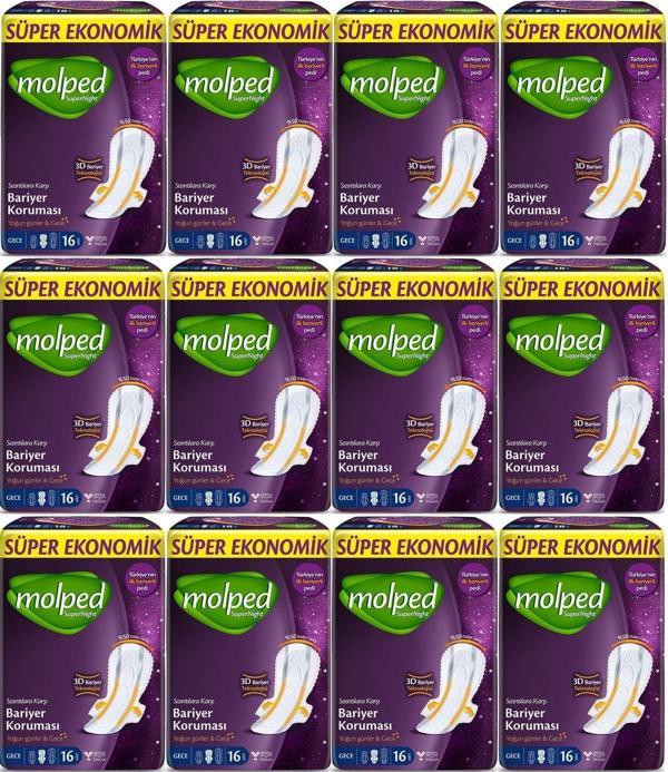 Molped Supernight Hijyenik Ped Gece Ekstra Uzun 16'Lı 12 Adet - Image 1