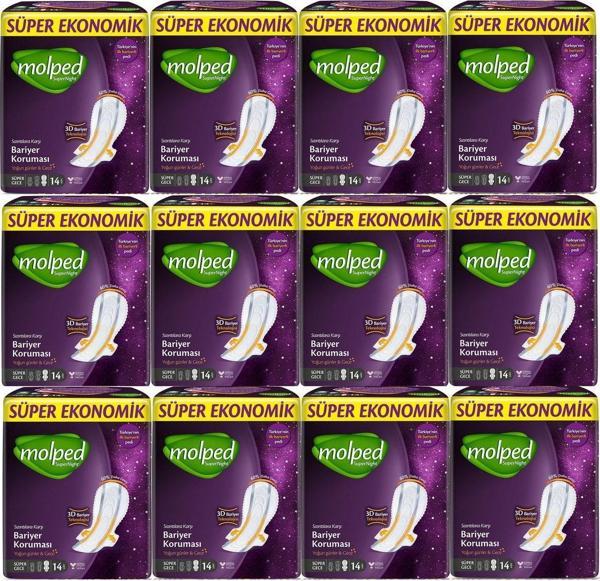 Molped Supernight Hijyenik Ped Süper Gece 14'Lü 12 Adet - Image 1
