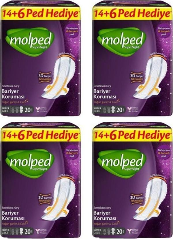 Molped Süpernight Süper Gece 20 Li X 4 Adet Hijyenik Ped - Image 1