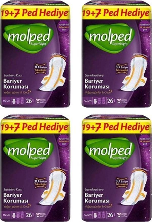 Molped Süpernight Uzun 26 Lı X 4 Adet Hijyenik Ped - Image 1